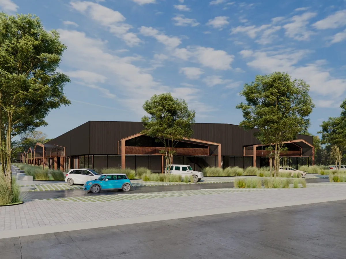 Render de un sector de la fachada de NODO Funes
